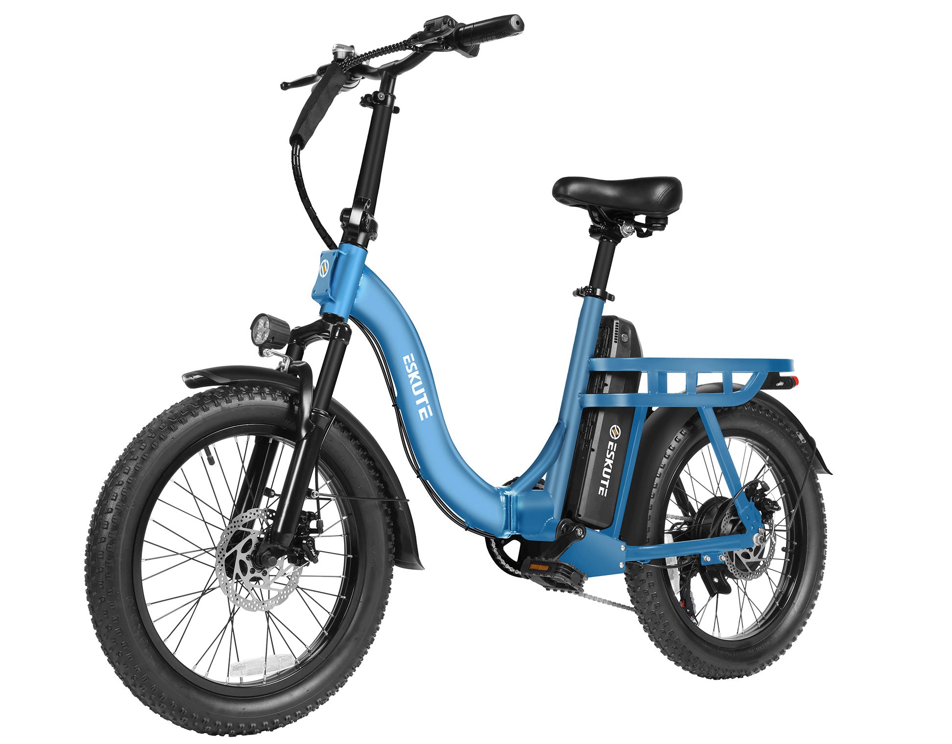 Blue electric bike on a white background